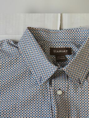 Ariat Short Sleeve Button Down Geometric Tile Print Mens XXL Shirt